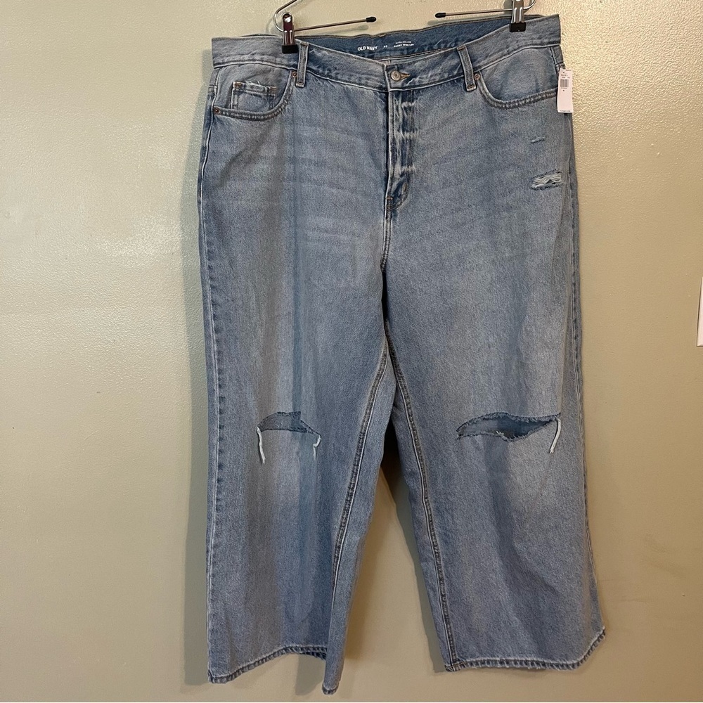 Old Navy Extra High Rise Baggy Wide Leg Distressed Womens Plus Jeans Size 20 NWT